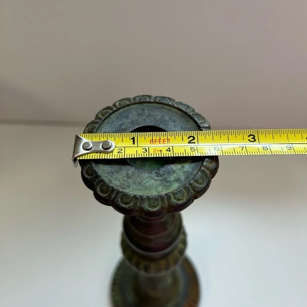 Vintage brass Green/ candle stick holder / made in India / rare